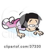 Clipart Illustration Of A Girl In Purple Lowering Her Body While Doing Push Ups