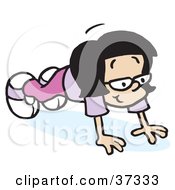 Clipart Illustration Of A Girl In Purple Raising Her Body While Doing Push Ups by Johnny Sajem