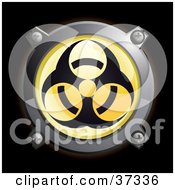 Clipart Illustration Of A Shiny Yellow Biohazard Button Icon