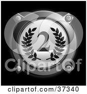 Chrome And Gray Second Place Icon Button With Laurels