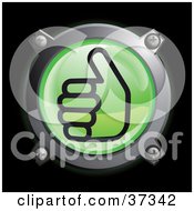 Shiny Green Thumbs Up Button Icon