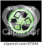 Clipart Illustration Of A Shiny Green Recycle Arrow Button Icon by Frog974