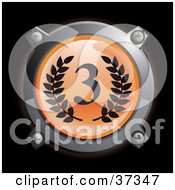 Poster, Art Print Of Chrome And Orange Third Place Icon Button With Laurels