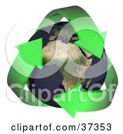 Clipart Illustration Of Three Green Arrows Around Earth by Frog974