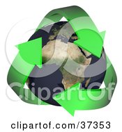 Poster, Art Print Of Three Green Arrows Around Earth