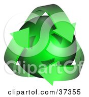 Clipart Illustration Of Three Green Arrows Around A Green Planet by Frog974