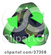 Clipart Illustration Of Three Green Arrows Embracing Earth With The Americas Featured by Frog974