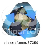 Clipart Illustration Of Three Blue Arrows Around Earth
