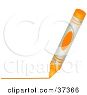 Clipart Illustration Of An Orange Crayon Drawing A Line by Prawny