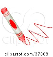 Poster, Art Print Of Red Crayon Drawing A Line