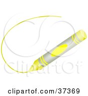 Clipart Illustration Of A Yellow Crayon Drawing A Line by Prawny