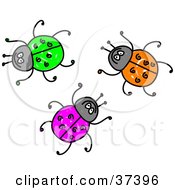 Clipart Illustration Of Green Purple And Orange Beetles by Prawny