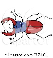 Clipart Illustration Of A Red And Blue Stag Beetle by Prawny