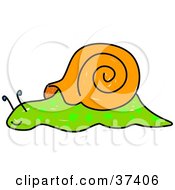 Clipart Illustration Of A Slow Green And Brown Snail by Prawny