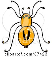 Clipart Illustration Of A Yellow Spider With Black Marks