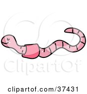Clipart Illustration Of A Happy Pink Earth Worm by Prawny