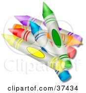 Clipart Illustration Of A Stack Of Colorful Crayons by Prawny