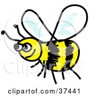 Poster, Art Print Of Happy Yellow And Black Honeybee