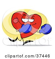 Poster, Art Print Of Boxing Red Heart Character Wearing Blue Gloves
