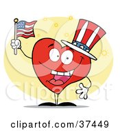 Poster, Art Print Of Patriotic American Heart Character In A Hat Flag On Independence Day
