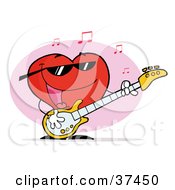 Poster, Art Print Of Sweet Red Heart Guy Playing A Guitar And Singing