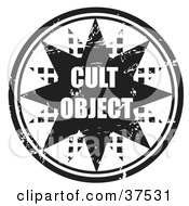 Clipart Illustration Of A Worn Seal With A Star And Black And White Cult Object Text