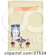 Clipart Illustration Of Steamy Coffee On A Cafe Table Near A Window On A Blank Restaurant Menu by Eugene