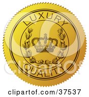 Poster, Art Print Of Yellow Luxury Quality Sticker With A Crown And Laurel