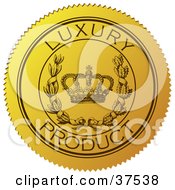 Clipart Illustration Of A Yellow Luxury Product Sticker With A Crown And Laurel