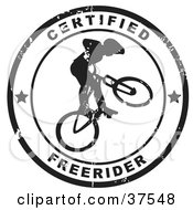 Poster, Art Print Of Distressed Black And White Certified Freerider Seal