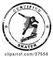 Poster, Art Print Of Distressed Black And White Certified Skater Seal