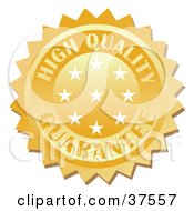 Poster, Art Print Of Golden High Quality Guarantee Stamp With Stars