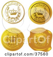 Clipart Illustration Of Four Gold Luxury Quality Sticker And Wax Seals by Eugene