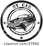 Clipart Illustration Of A Black And White By Car Delivery Seal by Eugene