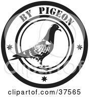 Clipart Illustration Of A Black And White By Pigeon Delivery Seal by Eugene