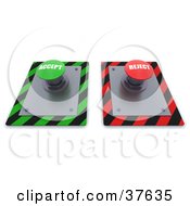 Poster, Art Print Of Green And Red Accept And Reject Push Buttons On A Control Panel