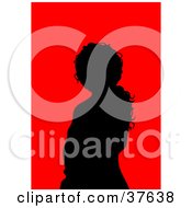 Poster, Art Print Of Black Silhouetted Female Avatar With A Red Background