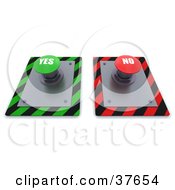Clipart Illustration Of Green And Red Yes And No Push Buttons On A Control Panel by KJ Pargeter