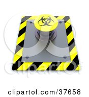 Clipart Illustration Of A Yellow Bio Hazard Push Button On A Control Panel