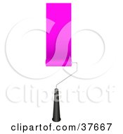 Clipart Illustration Of A Rolling Paintbrush Painting A Stripe Of Pink On A Wall by KJ Pargeter