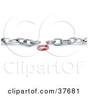 Clipart Illustration Of A Red Link Between A Disconnected Silver Chain