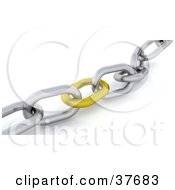 Clipart Illustration Of A Yellow Link In A Strong Silver Chain by KJ Pargeter