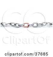 Clipart Illustration Of A Red Link In A Strong Silver Chain