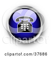 Poster, Art Print Of Chrome And Blue Shiny Telephone Contact Button