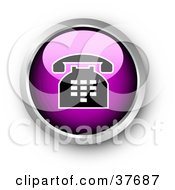 Poster, Art Print Of Chrome And Purple Shiny Telephone Contact Button