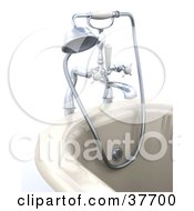 Poster, Art Print Of Modern Bath Tub With A Shower Head And Hose Attachment