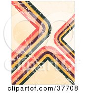 Clipart Illustration Of A Scratched Retro Background Of Brown Yellow Green And Pink Corners On Beige