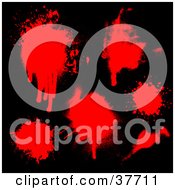Poster, Art Print Of Red Splatters Of Blood On A Black Background