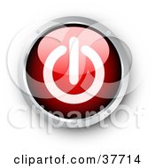 Clipart Illustration Of A Red And Chrome Shiny Power Button by KJ Pargeter