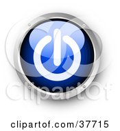 Clipart Illustration Of A Blue And Chrome Shiny Power Button by KJ Pargeter